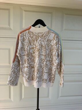Hara Concept Rainbow Stripe Graphic Knit Sweater Size S